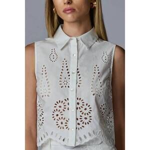 NEW HEVRON katja top in eyelet white